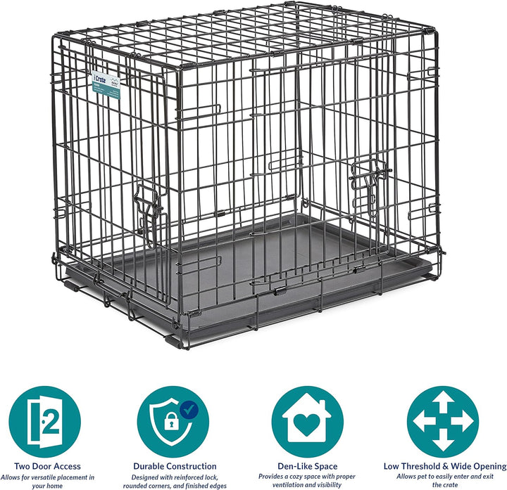 MidWest Homes for Pets iCrate Modell 1524 Hundebox, ca. 61 cm lang, mit Doppeltür, auslaufsicherer B