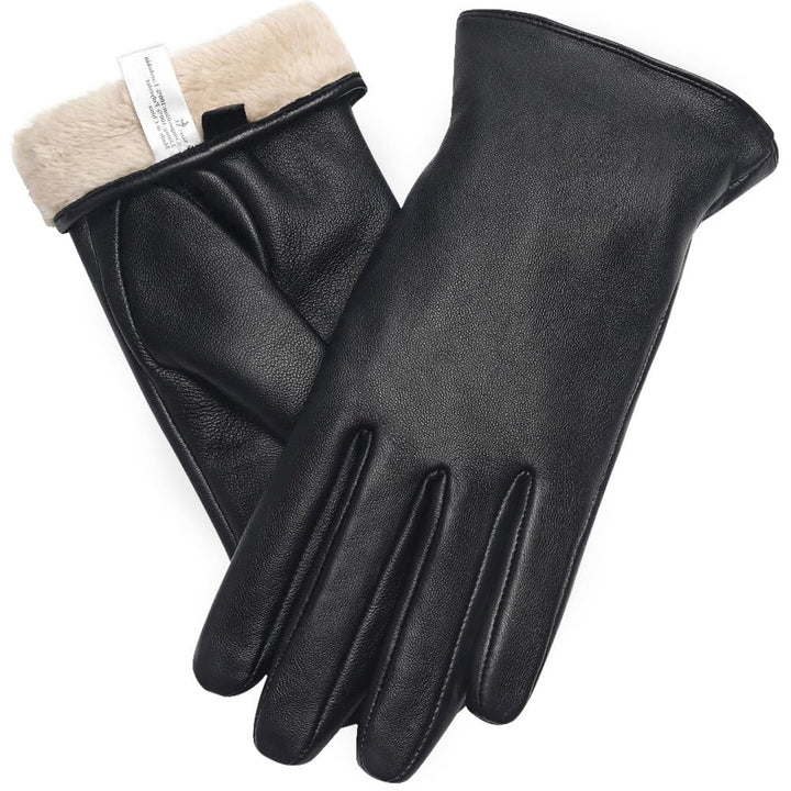 Ymmchy Touchscreen Handschuhe für Damen Warme Lederhandschuhe Gefüttert Winter SMS-Handschuhe Schwar