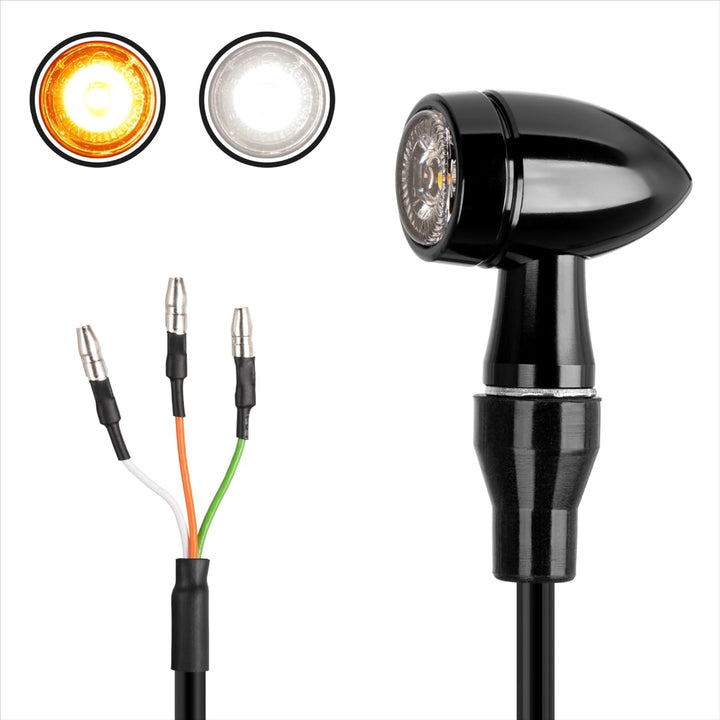 Simda Pro Led Motorrad Blinker mit Tagfahrlicht Universal Schwarz Quad ATV Super Optik und Schön Hel