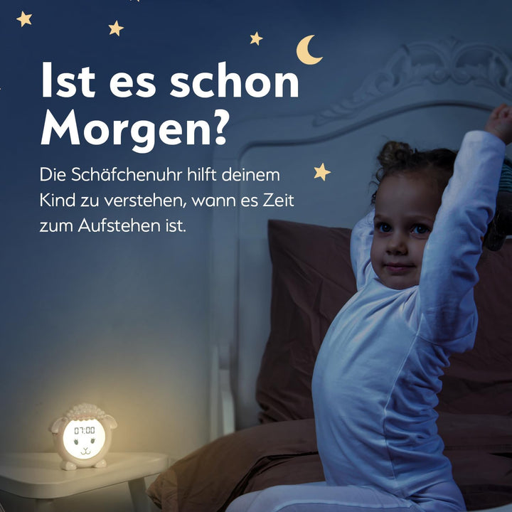 Schlaftrainer, Schaf, Lernwecker für Kinder, LED-Kinderwecker, Lernwecker, Einschlafen und Aufwachen