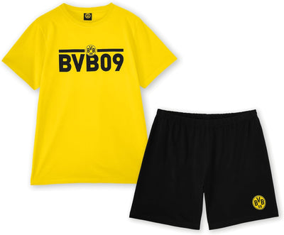Borussia Dortmund Unisex – Erwachsenen BVB Schlafanzug Schwarzgelb, Shirt, Hose, Exklusive Kollektio