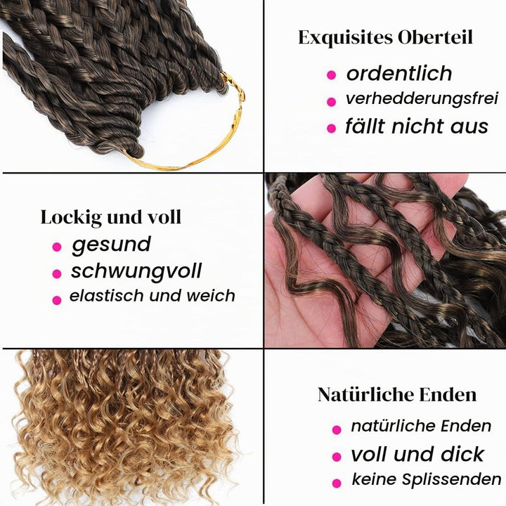 Crochet Box Braids Curly Hair Extensions 14Zoll Goddess Bohemian Hippie Synthetic Curly Ends (1B/27)