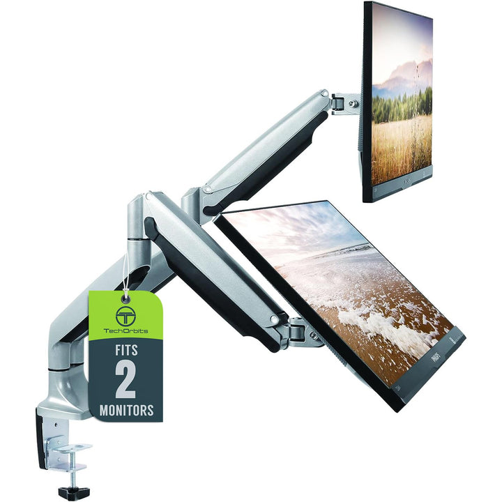 TechOrbits Dual-Monitorständer – Universal-Schreibtischhalterung für 13 bis 30 Zoll Computer-Bildsch
