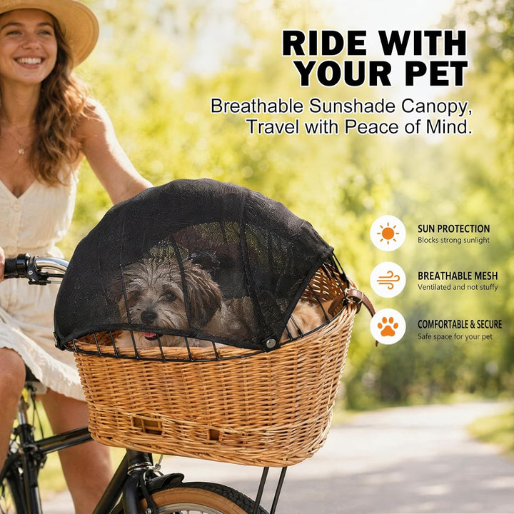 Sonnensegel für Hundefahrradkorb &amp; Fahrradkorb, Grosses, verstellbares Schutznetz für Hunde, Atmungs