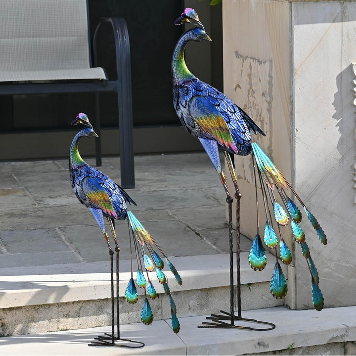 TERESA'S COLLECTIONS Gartendeko für draussen, 61cm grosse Gartenstatue, Pfau, aus Metall, Skulpturen