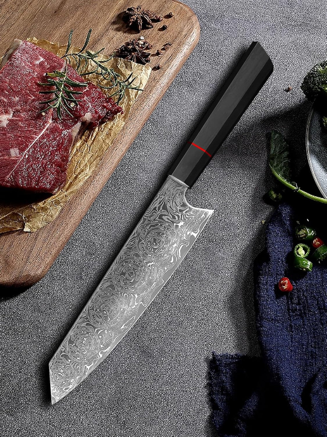 Plys Japanisches Kiritsuke Damastmesser Scharf Küchenmesser: 20 Cm Damast Stahl Messer - Gemüse, Pro