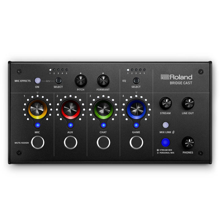 Roland BRIDGE CAST Dual Bus Gaming-Mixer in Schwarz | Professionelles Audio-Streaming-Interface und