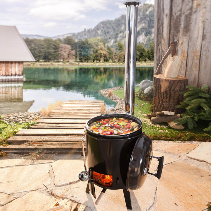 BRAST® Eintopfofen mit Grillfunktion Ofen Kugelgrill Barbecue Grill Outdoor-Küche Gulaschkanone Supp