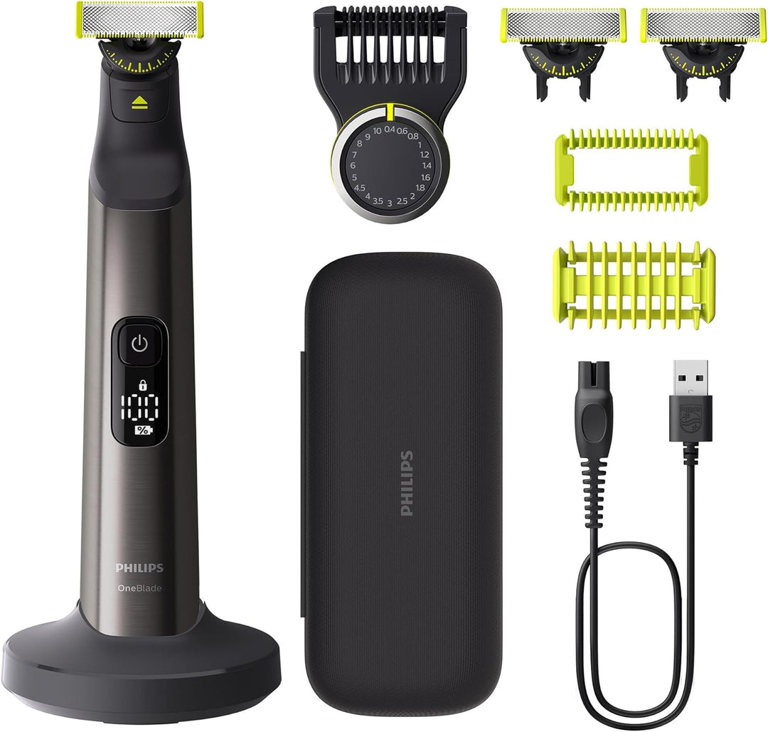 Philips OneBlade Pro 360 Face & Body Elektrischer Bartschneider, Rasierer und Bodygroomer, 3x 360-Kl
