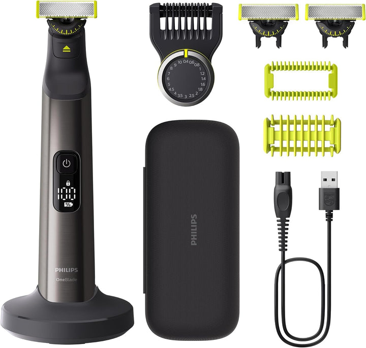 Philips OneBlade Pro 360 Face & Body Elektrischer Bartschneider, Rasierer und Bodygroomer, 3x 360-Kl