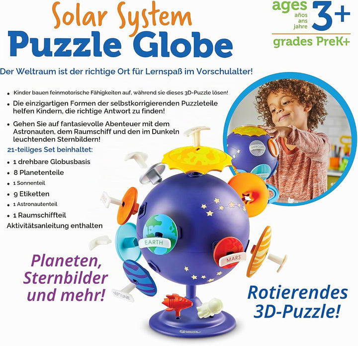 Learning Resources Steckkugel „Sonnensystem“, MINT-Spielzeug für Kinder, Weltraumdeko, Lernspielzeug
