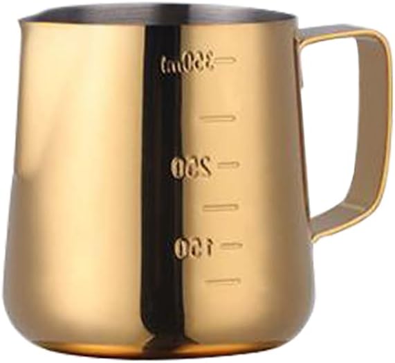 Hoshen Espresso-Krug (350 ml), Edelstahl innen und aussen, Blumen-Zugbecher, Kaffeekunststift, Latte