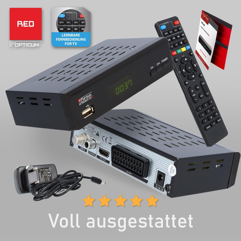 RED OPTICUM NYTROBOX AX S2 Sat Receiver mit Aufnahmefunktion I Digitaler Satelliten-Receiver HD 1080