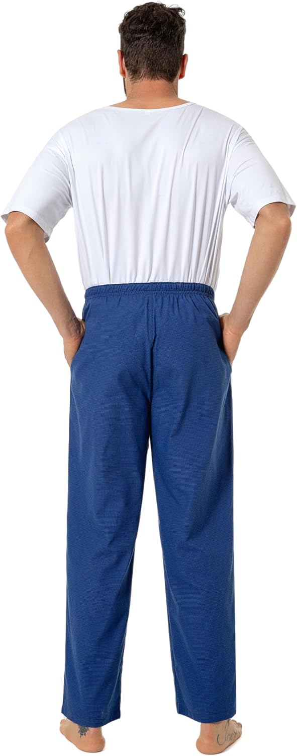 Jveyvth Herren 100% Baumwolle Pyjamahose, Gewebte kariert Schlafhose Loungewear Pyjama Hose mit Tasc