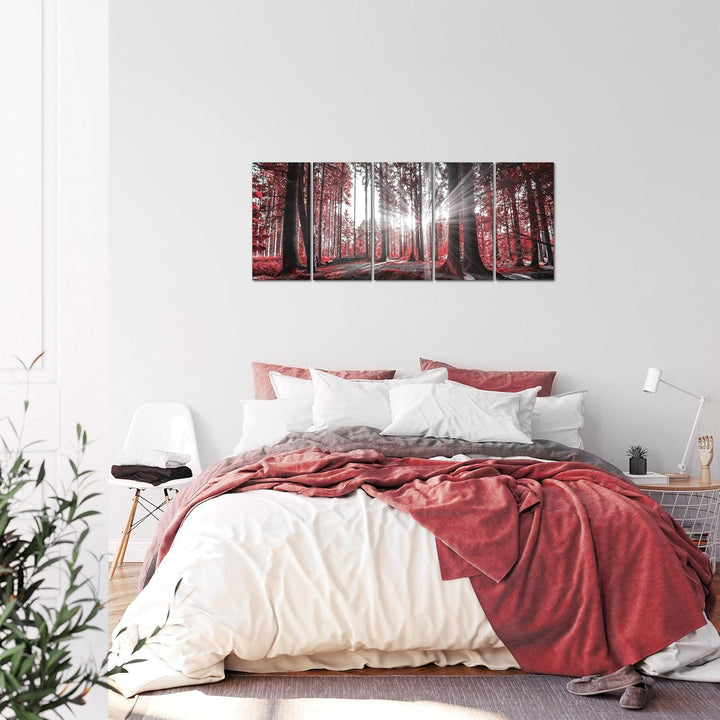 Runa Art Bild Wald Landschaft Wandbilder auf Vlies Leinwand 5 Teilig Wanddekoration Schlafzimmer Woh