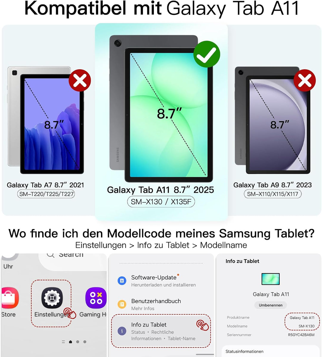 BRAECN für Galaxy Tab A11 Hülle - Samsung Tablet A11 8.7 Zoll 2025 Schwarz | Stossfeste Schutzhülle