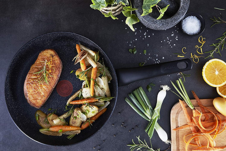 Tefal G28104 Black Stone Bratpfanne 24 cm | Mineralia+ Antihaftversiegelung | sicher | Thermo-Signal