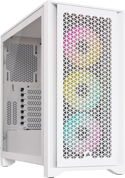 Corsair iCUE 4000D RGB Airflow Mid-Tower-Gehäuse, True White – 3 × AF120 RGB ELITELüfter, iCUE Light