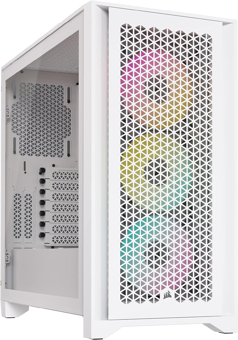 Corsair iCUE 4000D RGB Airflow Mid-Tower-Gehäuse, True White – 3 × AF120 RGB ELITELüfter, iCUE Light