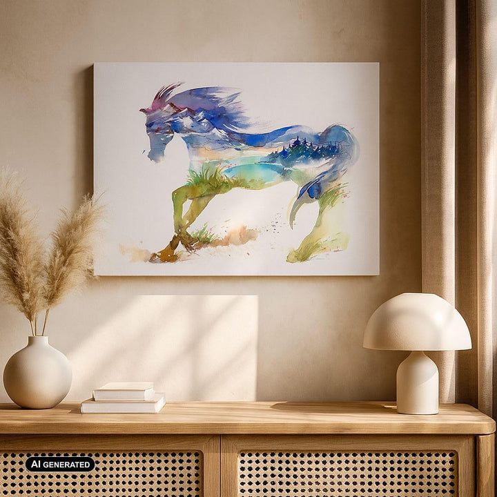 Bilder auf Leinwand 100x70cm Leinwandbild Pferd Natur arabien ethnische Gross Wanddeko Bild Schlafzi