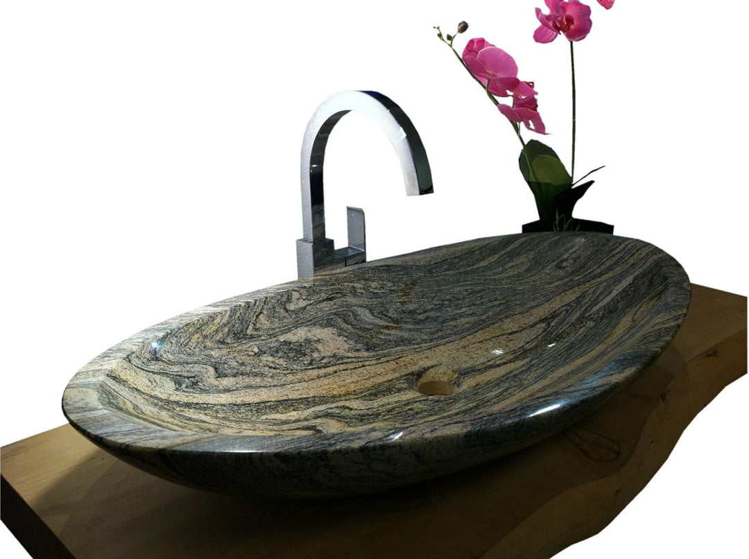 Waschbecken aus Naturstein, Granit, Model Monaco gross, Juparana, 80x43cm