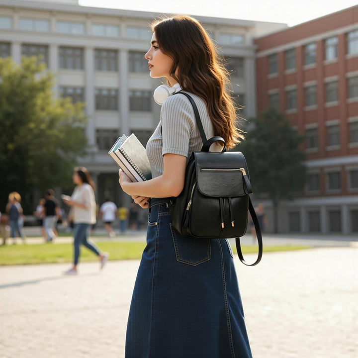 DEEVORCA Damen Mode Einfach Rucksack Lässig Arbeiten Dayback Schultertaschen Reisen Einkaufen PU Led