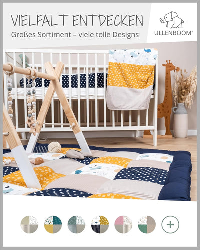 ULLENBOOM ® Krabbeldecke für Baby 80x80 cm gepolstert Wale (Made in EU) - Baby Krabbeldecke mit 100%