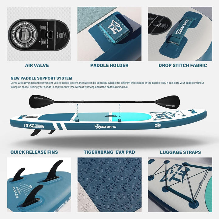 TIGERXBANG SUP Boards Stand Up Paddling Board, aufblasbare Paddle-Boards Defender-Pro-Kollektion Bla