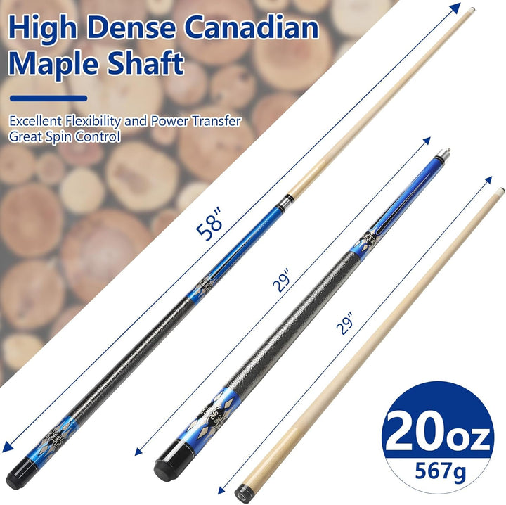 Billard Queue 18 19 20 21 oz, 58" Pool Queue Sticks 13mm Spitzen für Professionelle Billardspieler,