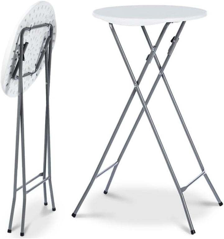 IDMarket - Set mit 4 hochklappbaren Tischen, 105 cm und 4 Bezügen, weiss