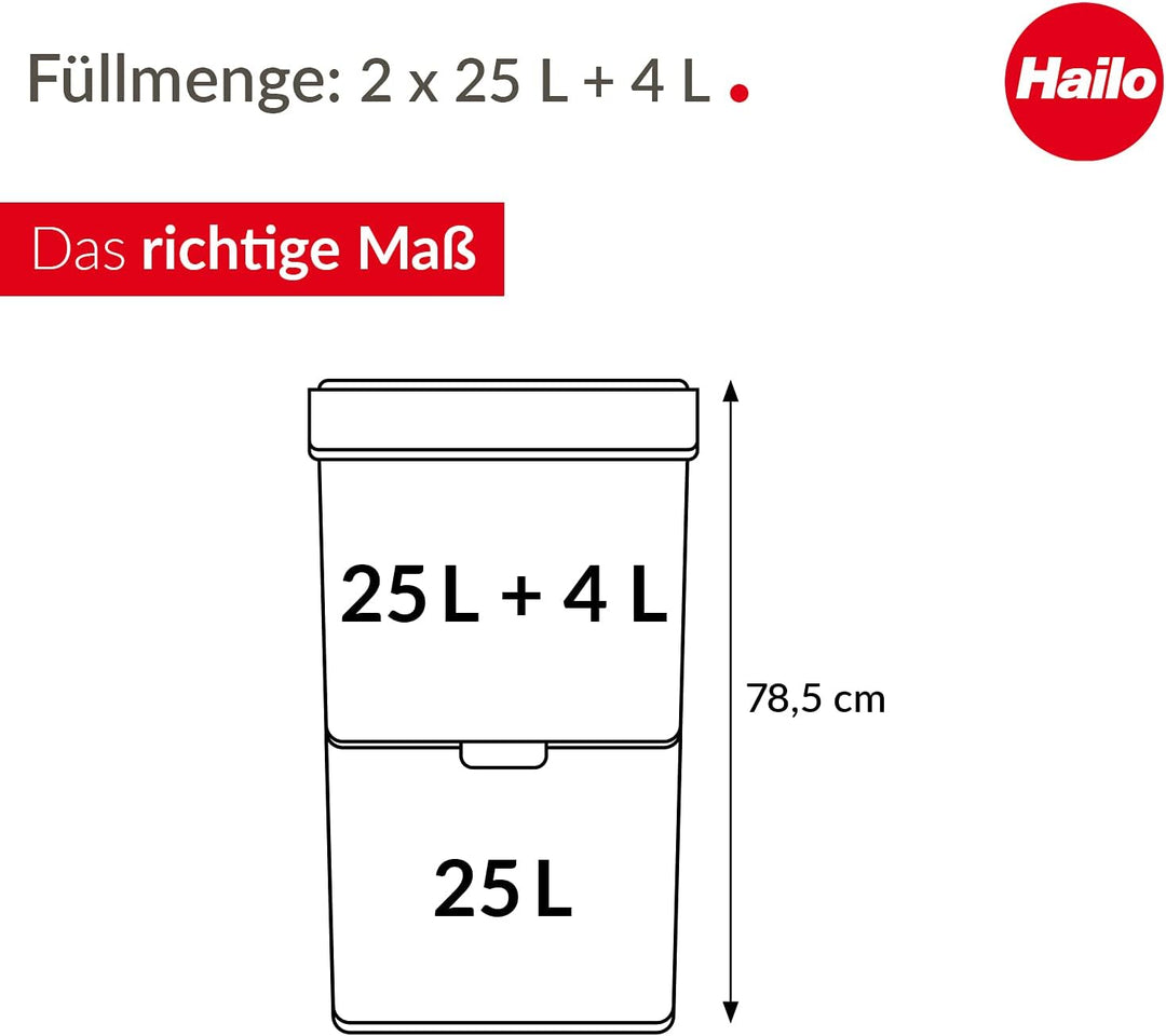Hailo Öko Vario XL, Mülltrenner, Vollautomatische Deckelöffnung durch Sensortechnik, 50 Liter, 0656-