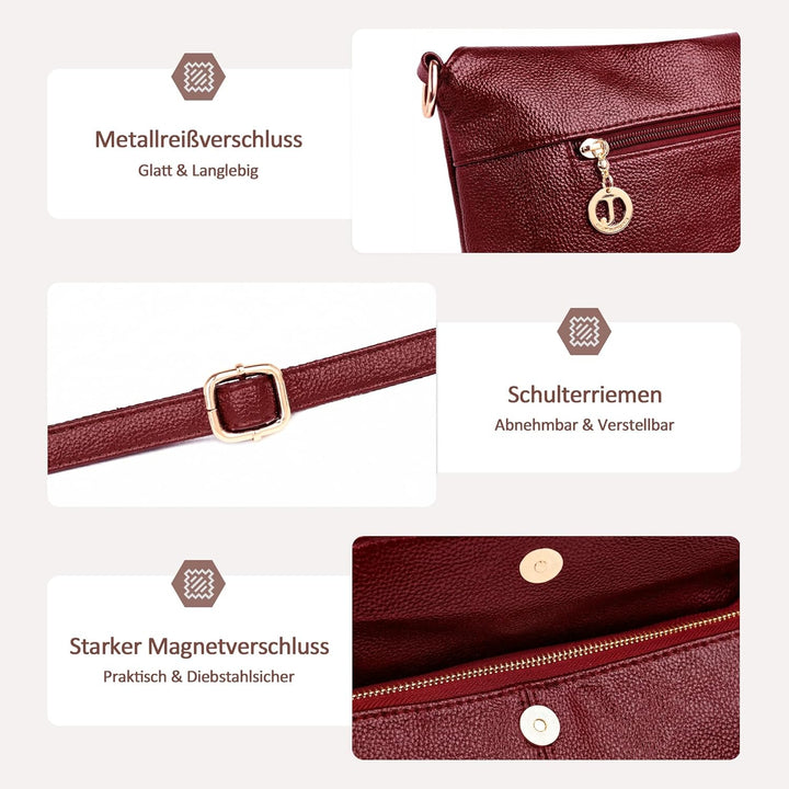 DORRISO Elegant Damen Umhängetasche Frauen Handtasche Schultertasche Casual Umhängetaschen Damen Rei
