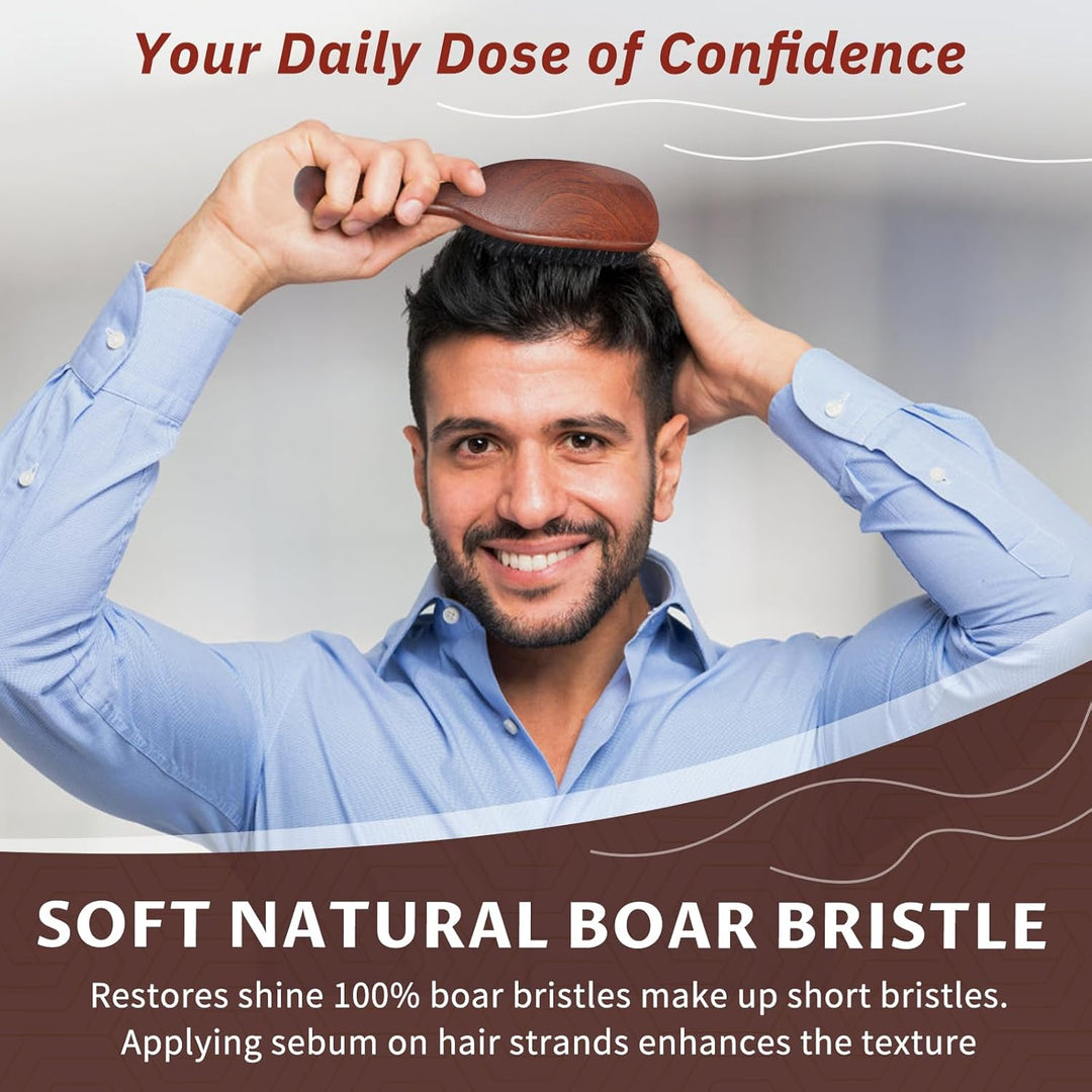 BESTOOL Haarbürste, Wildschweinborsten Bürste für Damen Herren, Naturborsten Bürste für dünnes, fein
