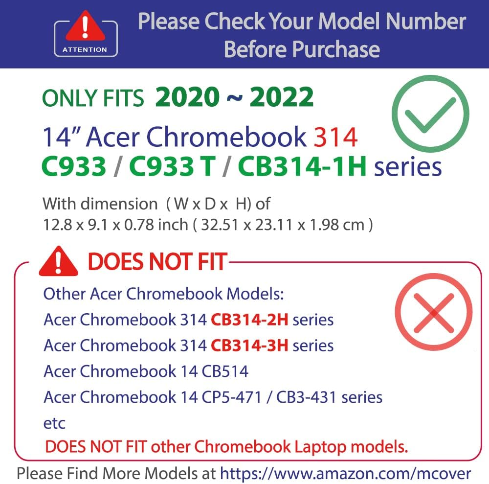 mCover Schutzhülle kompatibel mit Acer Chromebook 314 CB314-1H / C933 / C933T Series (Nicht für ande