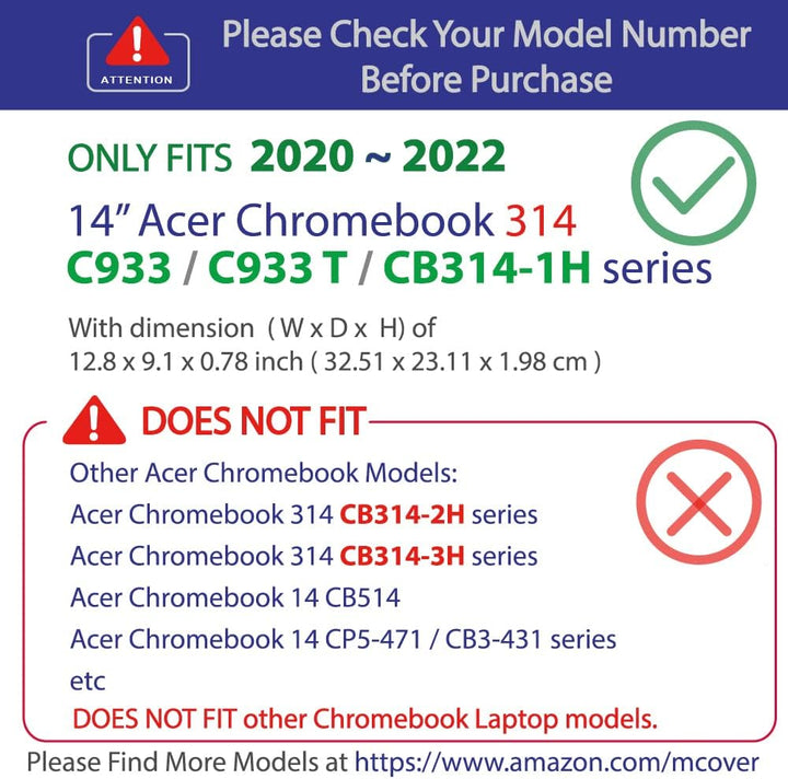 mCover Schutzhülle kompatibel mit Acer Chromebook 314 CB314-1H / C933 / C933T Series (Nicht für ande