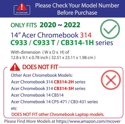 mCover Schutzhülle kompatibel mit Acer Chromebook 314 CB314-1H / C933 / C933T Series (Nicht für ande