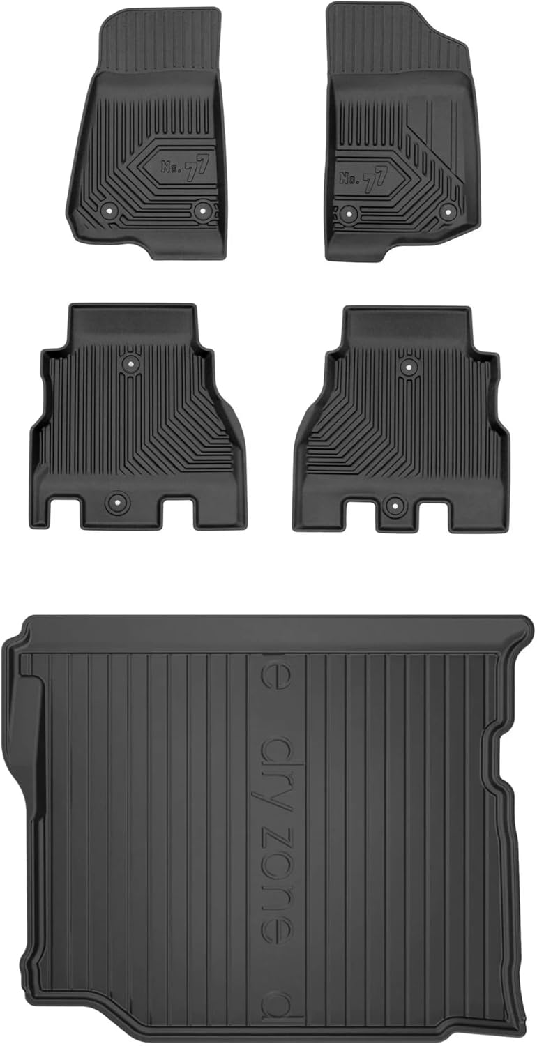 M MOTOS Satz Gummifussmatten und Kofferraummatten für Jeep Wrangler IV ab 2017 Verbessern Sie Ihren