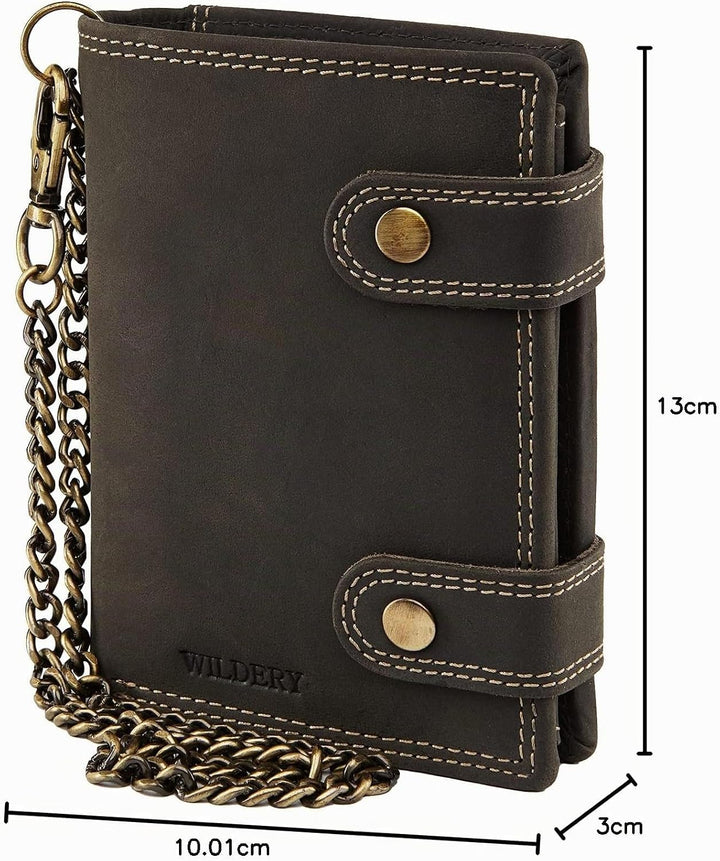 Wildery® RFID Biker Geldbörse mit Kette I Geldbeutel mit Kette Männer I Portemonnaie mit Sicherheits