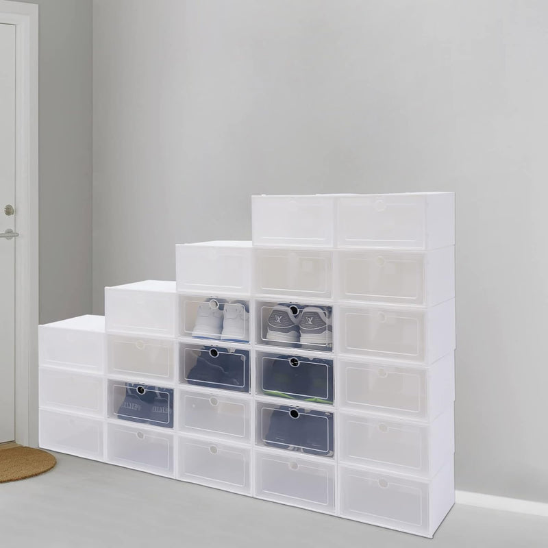 SABUIDDS Schuhboxen Gross 24er Set Schuhkartons Durchsichtig Schuhaufbewahrung mit Deckel Kunststoff