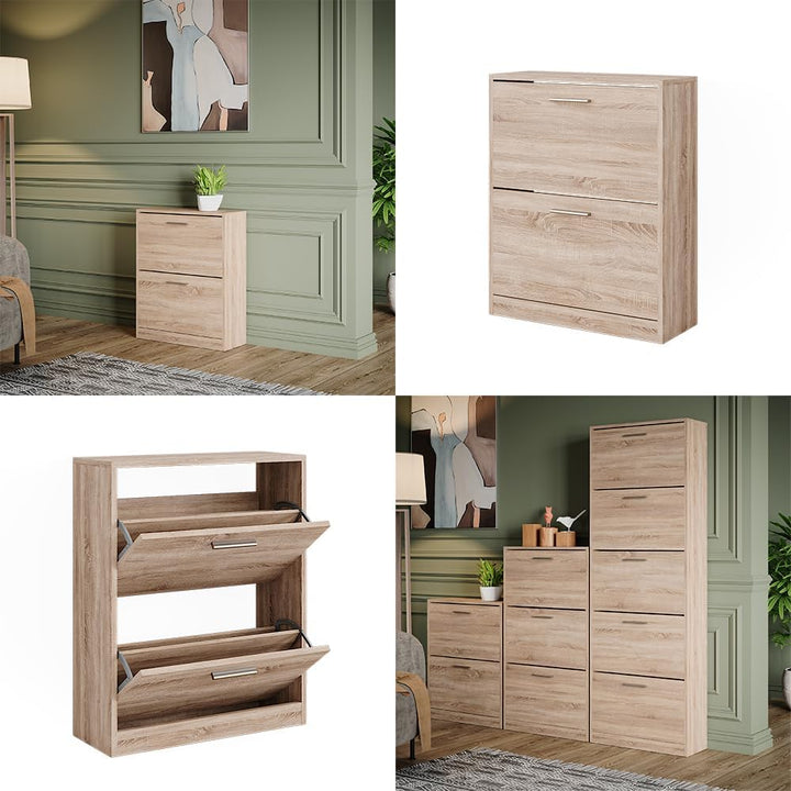 Vicco Schuhschrank Gizmo, Sonoma, 59 x 72.5 cm 2 Fächern, zur Aufbewahrung von Schuhen und kombinier