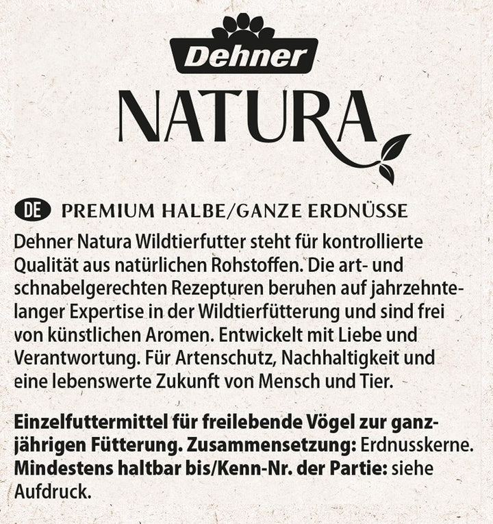 Dehner Natura Wildvogelfutter, halbe/ganze Erdnüsse, 20 kg halbe/ganze Erdnüsse 20 kg (1er Pack), ha