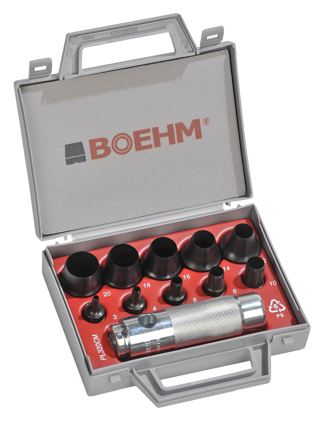 BOEHM JBL320CM Locheisensatz 3-20mm inkl. Halter im Kunststoffkoffer 3-20mm mit Halter M20, 3-20mm m