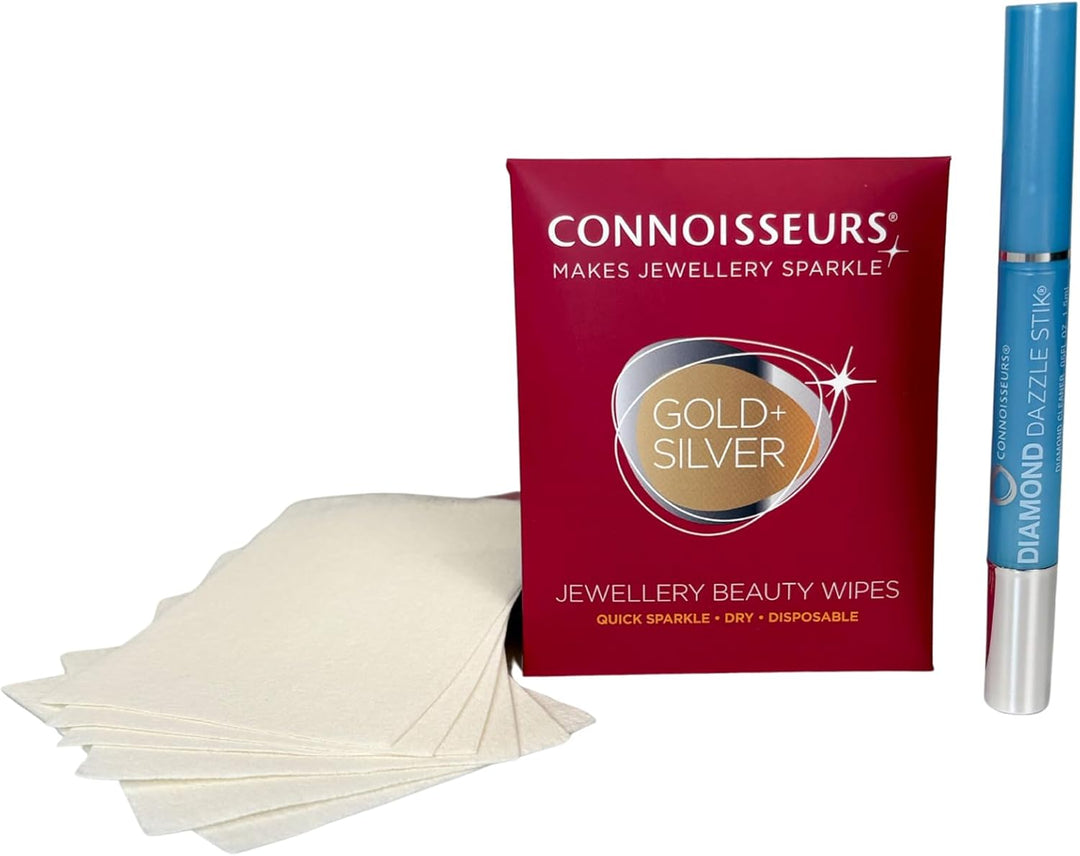 Connoisseurs Schmuckreiniger Set | Diamond Dazzle Stick und 6 Reinigungstücher | Jewelry Cleaner für
