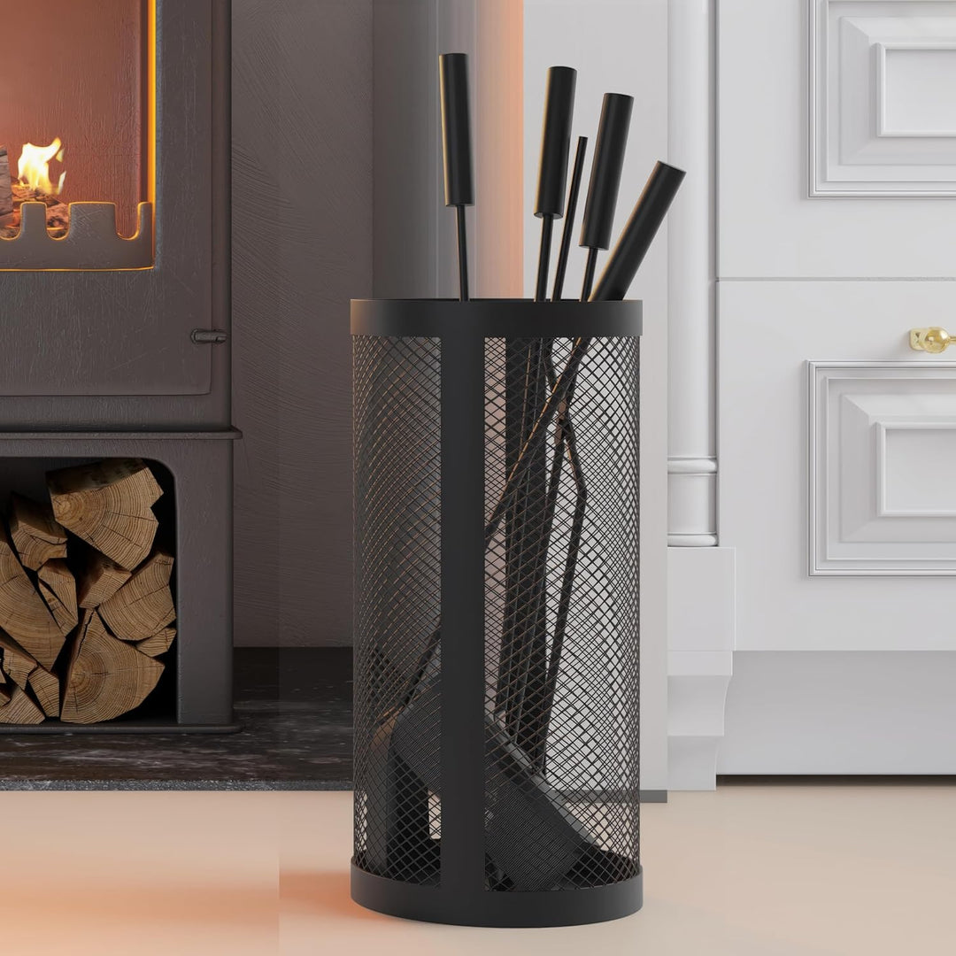 Kingson Kaminbesteck-Set, abgerundet, inkl. Eimer, Schaufel, Schürhaken, Bürste und Zange, 17 x 35 c