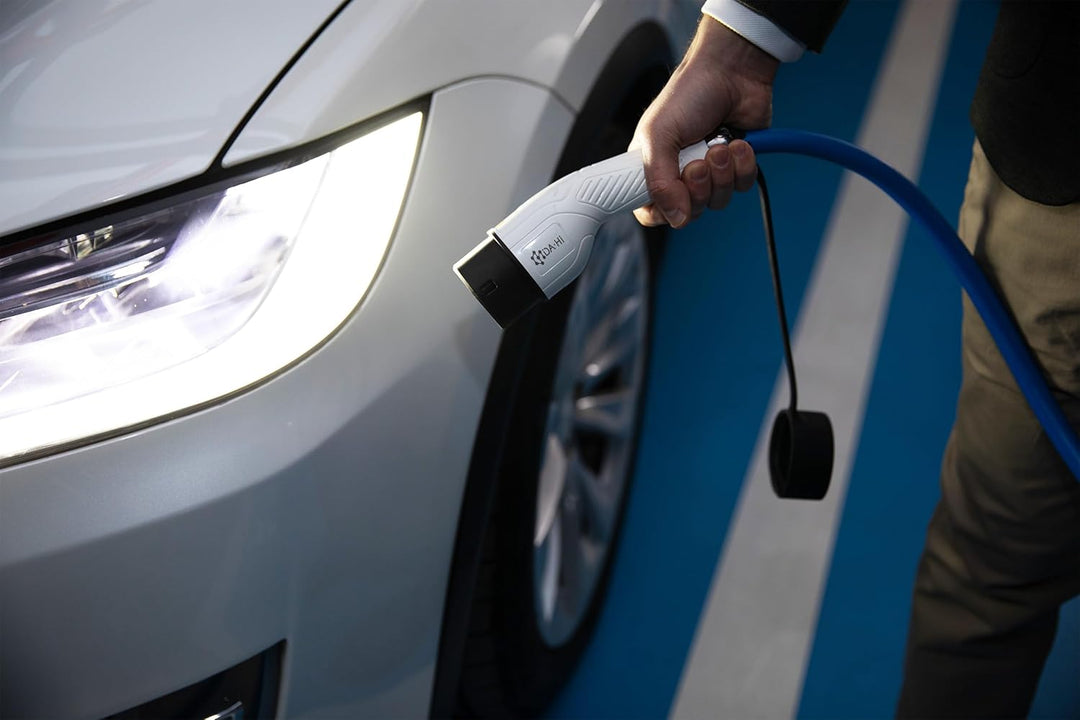 DA Hi EV Ladekabel Typ 2 für Elektroauto und PHEV 11KW 5m 16A 3-phasig, TüV Zertifiziert, Weiss-Blau
