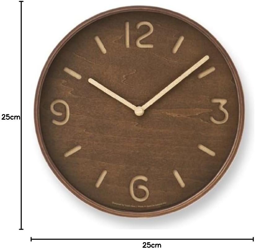 Lemnos Wanduhr Thomson Braun/Wanduhr Holz aus Japan/Designer Wanduhr ohne Tickgeräusche/Wanduhr mode