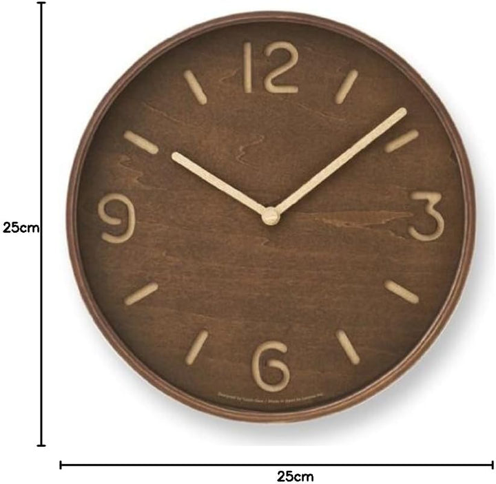 Lemnos Wanduhr Thomson Braun/Wanduhr Holz aus Japan/Designer Wanduhr ohne Tickgeräusche/Wanduhr mode