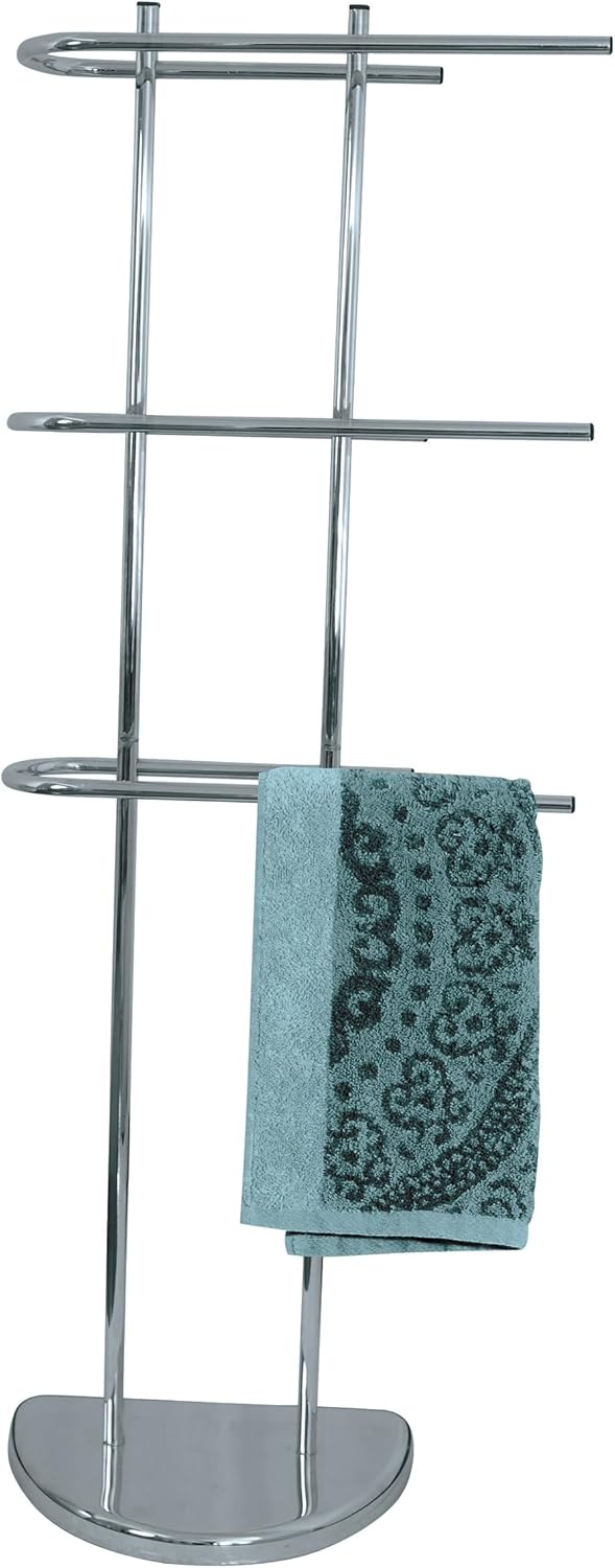 MSV Handtuchhalter mit 3 Stangen für Hand- und Gästetücher - Handtuchstange verchromt 30 x 18,5 x 10