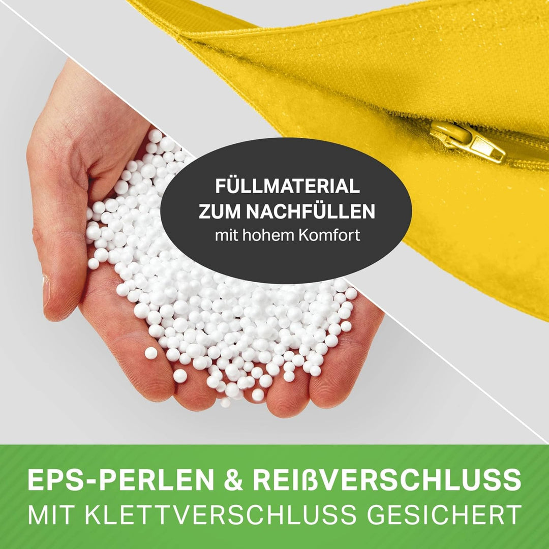 Green Bean Sitzsack-Hocker 45x25cm mit EPS-Perlen Füllung - Fusshocker Fusskissen Sitz-Pouf für Sitz