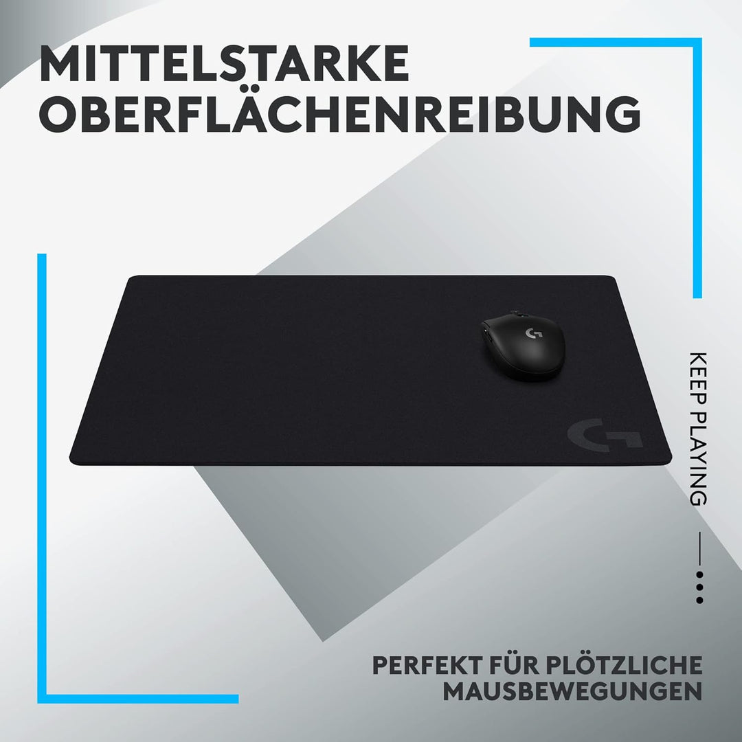 Logitech G640 Gaming Mauspad aus Stoff, 460x400 mm, 3mm flaches Profil, Geringe Oberflächenreibung,